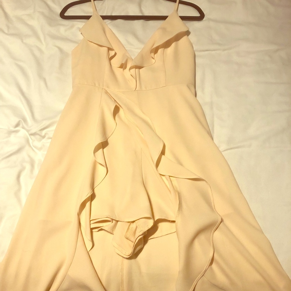 Soft pink high low Romper dress